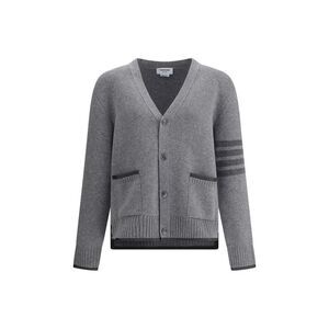 Thom Browne Cashmere Striped Sleeve Cardigan Men Gray Sweaters